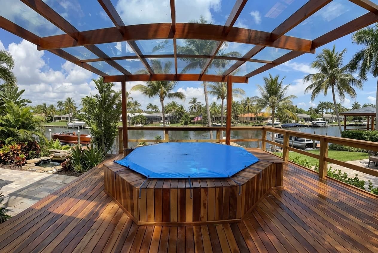 Pineapool safety cover custom-fitted to a different pool shape